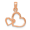14k Rose Gold Double Heart Charm 1/2in