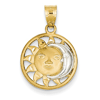 14kt Yellow Gold Rhodium 5/8in Sun and Moon Pendant