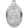 14kt White Gold 3/4in Hollow Miraculous Medal