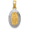 14k Yellow Gold Miraculous Medal Charm with Rhodium 1/2in