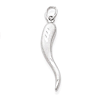 14kt White Gold 1in Diamond-cut Italian Horn Pendant