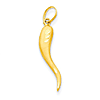 14kt Yellow Gold 1in Diamond-cut Italian Horn Pendant