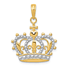 14k Yellow Gold and Rhodium Crown Pendant 5/8in