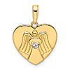 14k Yellow Gold and White Rhodium Diamond-cut Angel Heart Pendant