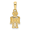 14k Yellow Gold and Rhodium Robot Pendant