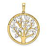 14k Yellow Gold and Rhodium Tree Of Life Pendant 1in
