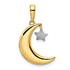 14k Yellow Gold Crescent Moon Pendant with Rhodium-plated Star