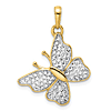 14k and White Rhodium Diamond-cut Butterfly Pendant 7/8in