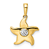 14k Yellow Gold and Rhodium Tiny Starfish Pendant