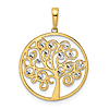 14k Yellow Gold and Rhodium Tree of Life Pendant 3/4in