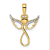 14k Yellow Gold and Rhodium Angel Infinity Symbol Pendant 5/8in
