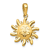 14k Yellow Gold Diamond-Cut Smiling Sun Pendant 5/8in