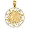 14kt Yellow Gold 7/8in Sun with Moon and Stars Pendant