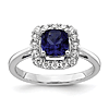 14k White Gold 1.2 ct Created Blue Sapphire Ring Lab Grown Diamonds