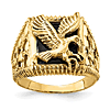 14k Yellow Gold Onyx Eagle Ring with Open Back