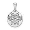 14k White Gold Round 1/10 ct Diamond Paw Pendant
