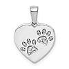 14k White Gold 1/20 ct Diamond Paw Prints Heart Pendant