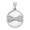 14k White Gold Round 1/10 ct Diamond Dog Bone Pendant