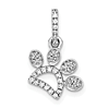 14k White Gold 1/10 ct Diamond Paw Pendant