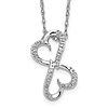 14k White Gold .05 ct tw Diamond Double Heart Necklace