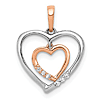 14k White and Rose Gold Heart Charm .03 ct tw Diamond Heart Pendant