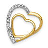 14k Two-tone Gold .01 ct tw Diamond Double Heart Chain Slide