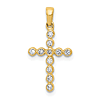 14k Yellow Gold 1/10 ct tw Diamond Bezel Small Cross Pendant