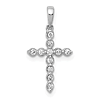 14k White Gold 1/10 ct tw Diamond Small Cross Pendant Shared Prongs