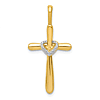 14k Yellow Gold 1/10 ct tw Diamond Cross With Heart Pendant