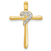 14k Yellow Gold .02 ct tw Diamond Heart Cross Chain Slide
