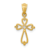 14k Yellow Gold .01 ct tw Diamond Cross Pendant With Hearts