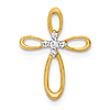 14k Yellow Gold .05 ct tw Diamond Small Cross Pendant Slide