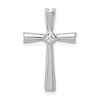 14k White Gold .04 ct tw Diamond Tapered Cross Pendant Slide 3/4in