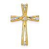 14k Yellow Gold .08 ct tw Diamond Tapered Cut-out Cross Pendant Slide