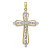 14k Two-tone Gold .05 ct tw Diamond Cross Pendant with Open Design