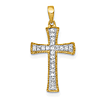 14k Yellow Gold 1/10 ct tw Diamond Cross Pendant with Beaded Border