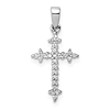 14k White Gold 1/10 ct tw Diamond Fleur de Lis Cross Pendant