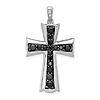14k White Gold 5/8 ct Black Diamond Cross Pendant