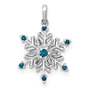 14K White Gold 1/10 ct tw Blue And White Diamond Snowflake Pendant