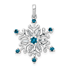 14K White Gold 1/4 ct tw Blue And White Diamond Snowflake Pendant