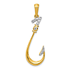 14k Yellow Gold 1/8 ct tw Diamond Fish Hook Pendant
