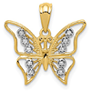 10k Yellow Gold and Rhodium .05 ct Diamond Butterfly Pendant