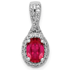 14k White Gold Diamond and 1 ct Oval Ruby Halo Pendant