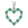 14k White Gold Emerald Heart Pendant with Diamonds