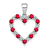 14k White Gold 1/3 ct tw Ruby Heart Pendant with Diamonds