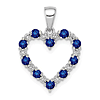 14k White Gold Blue Sapphire Heart Pendant with Diamonds