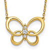 14k Yellow Gold 0.15 ct tw Diamond Butterfly Necklace 18in