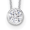 14k White Gold 1 ct Lab Grown Diamond Solitaire Bezel Necklace