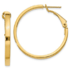 14k Yellow Gold Square Edge Round Hoop Earrings 1in