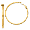 14k Yellow Gold Square Edge Round Hoop Earrings Omega Backs 1.75in